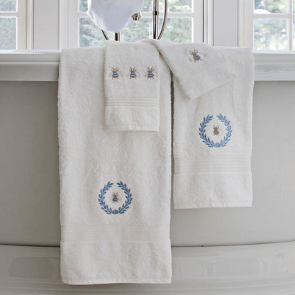 Wash Cloth - White Cotton Terry, Embroidered