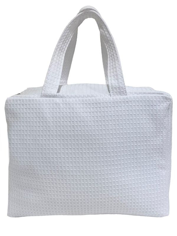 Cosmetic Case, Waffle Weave, Three Starfish (Blue)