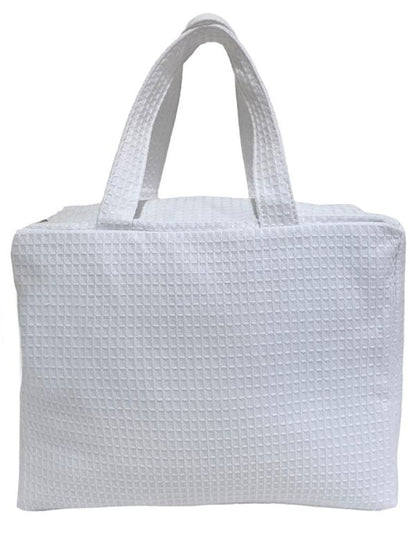 Cosmetic Case, Waffle Weave, Three Starfish (Blue)