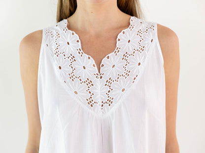 Ivy White Cotton Nightgown