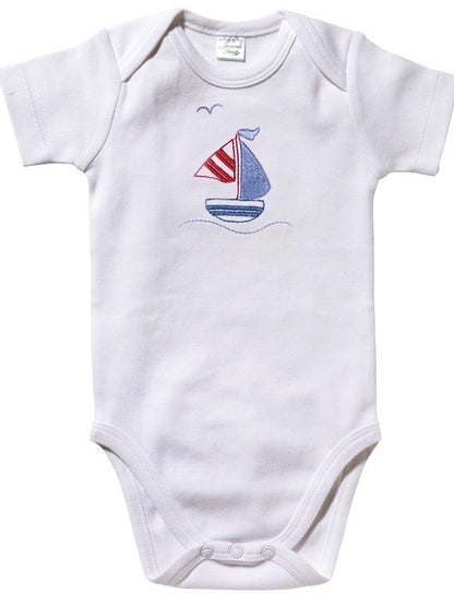 Onesie (Short Sleeve), Seagull & Sailboat (Blue)