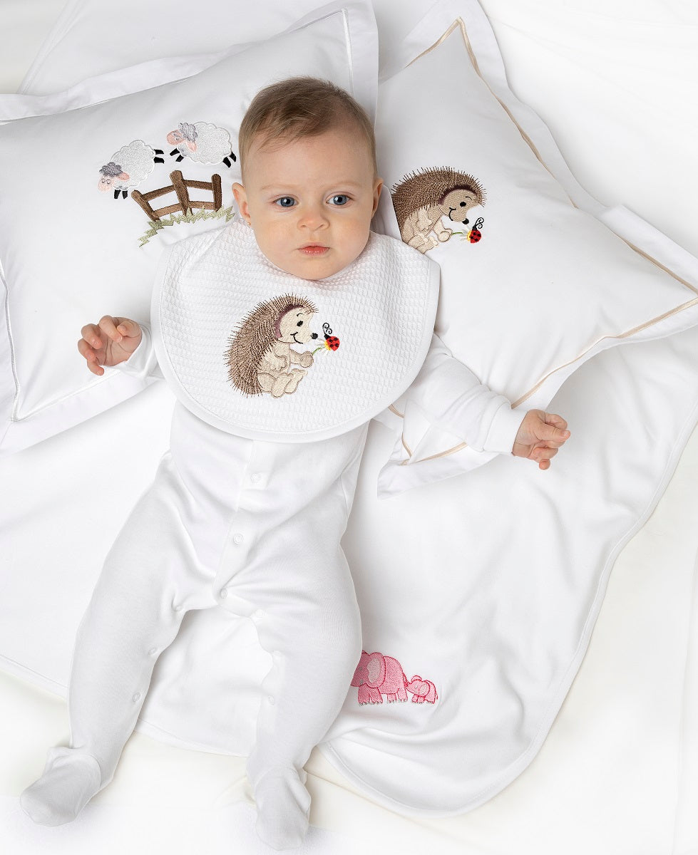 Baby Boudoir Pillow Cover, Hedgehog & Ladybug (Beige)