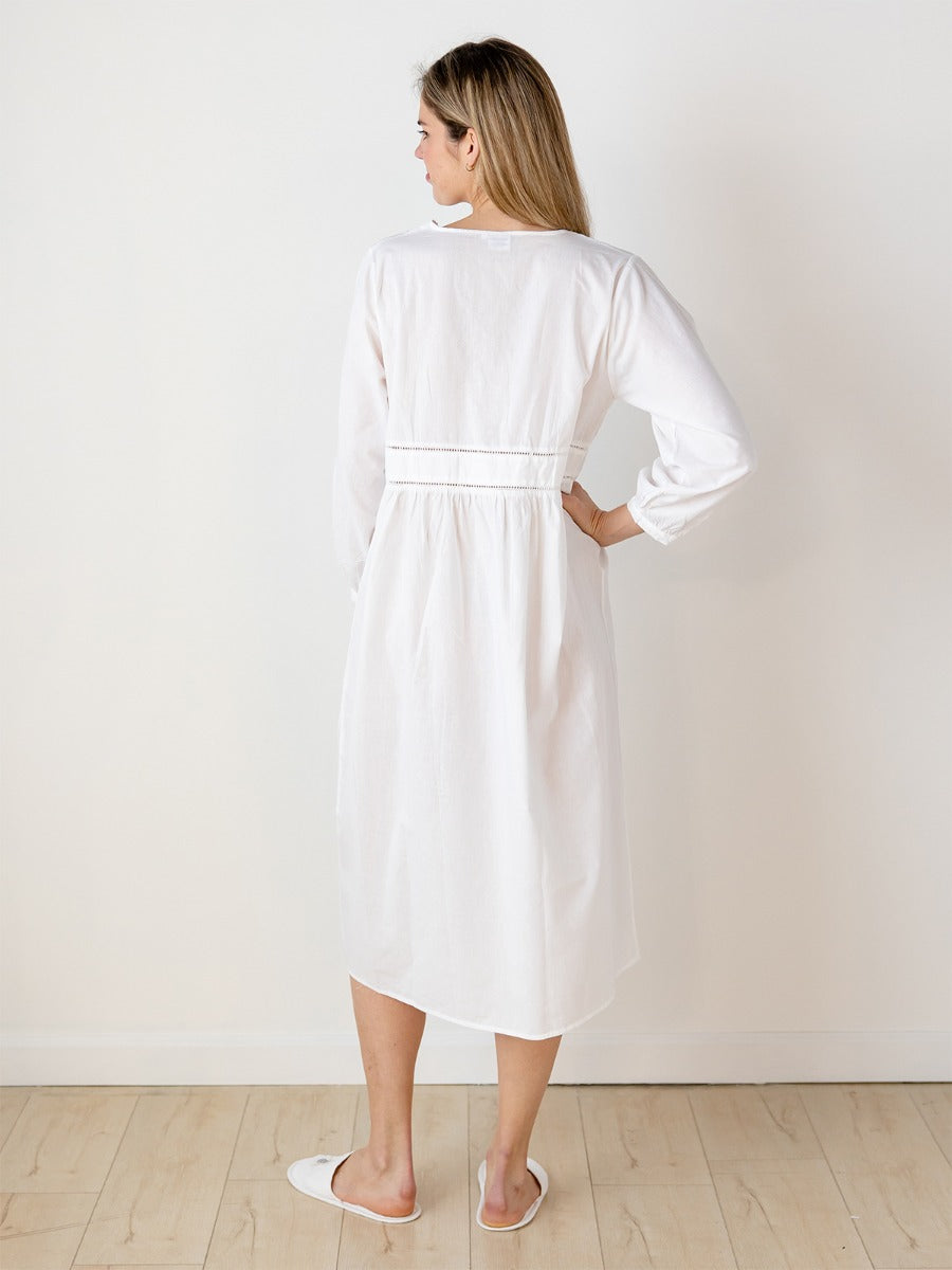 Claire White Cotton Nightgown