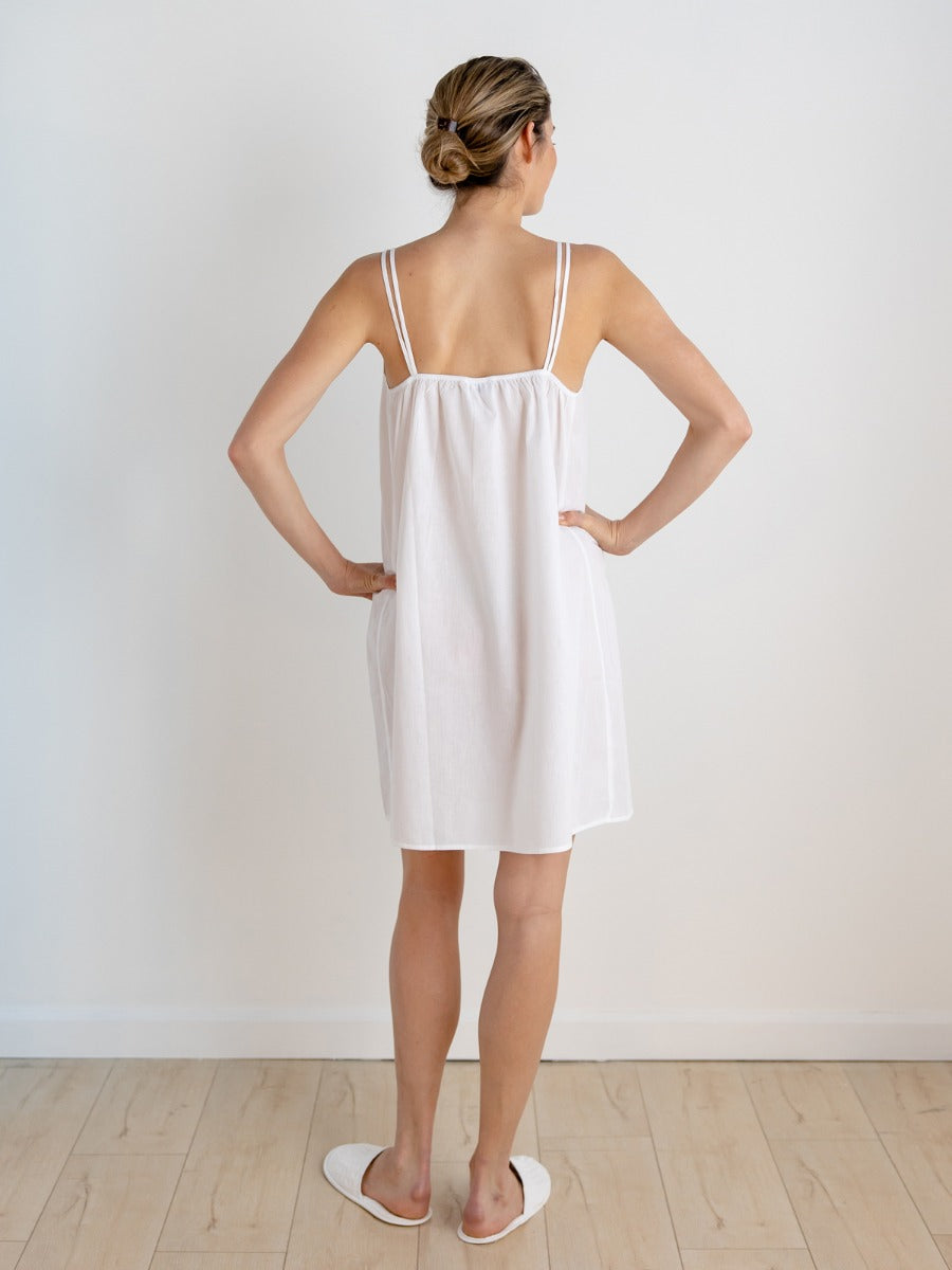 Jenn White Cotton Nightgown, Lace