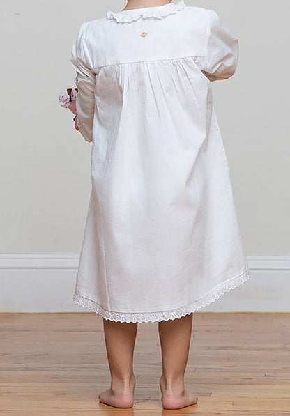 Ruby White Cotton Dress, Embroidered