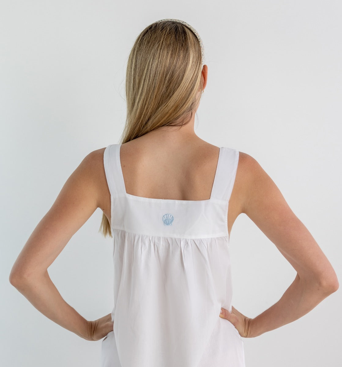 Seaside White Cotton Nightgown