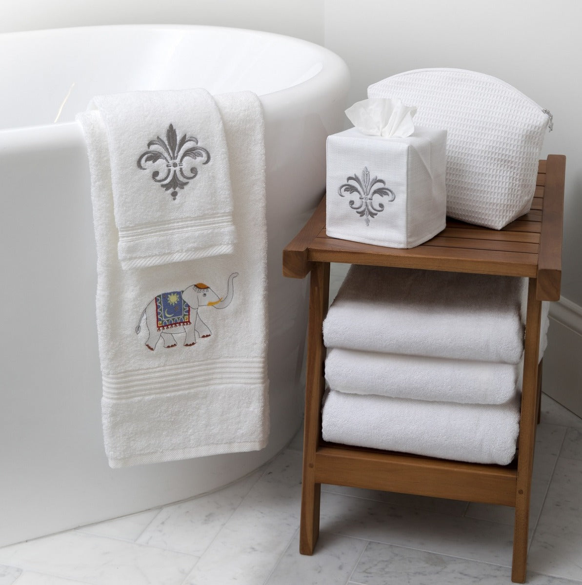 Guest Towel, Terry, Fleur de France (Pewter)