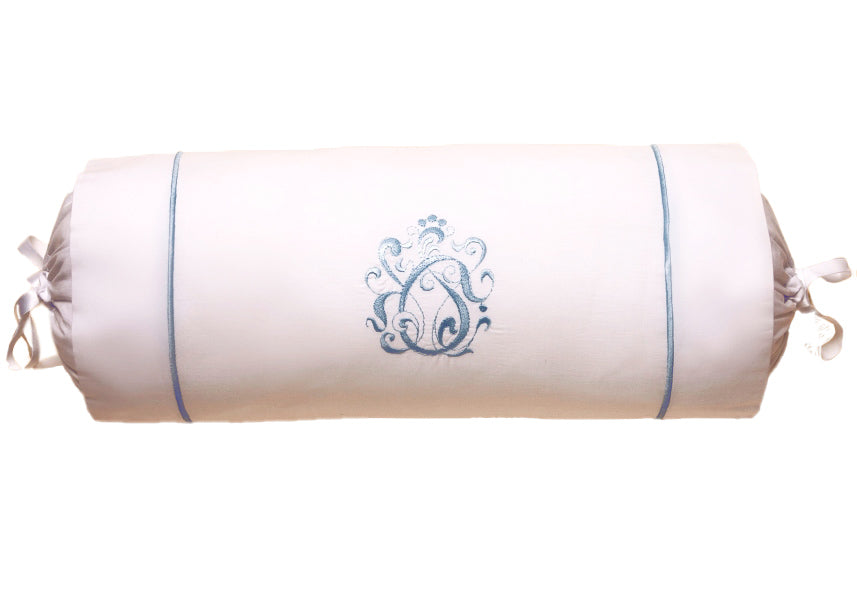 Bolster, English Scroll (Duck Egg Blue)
