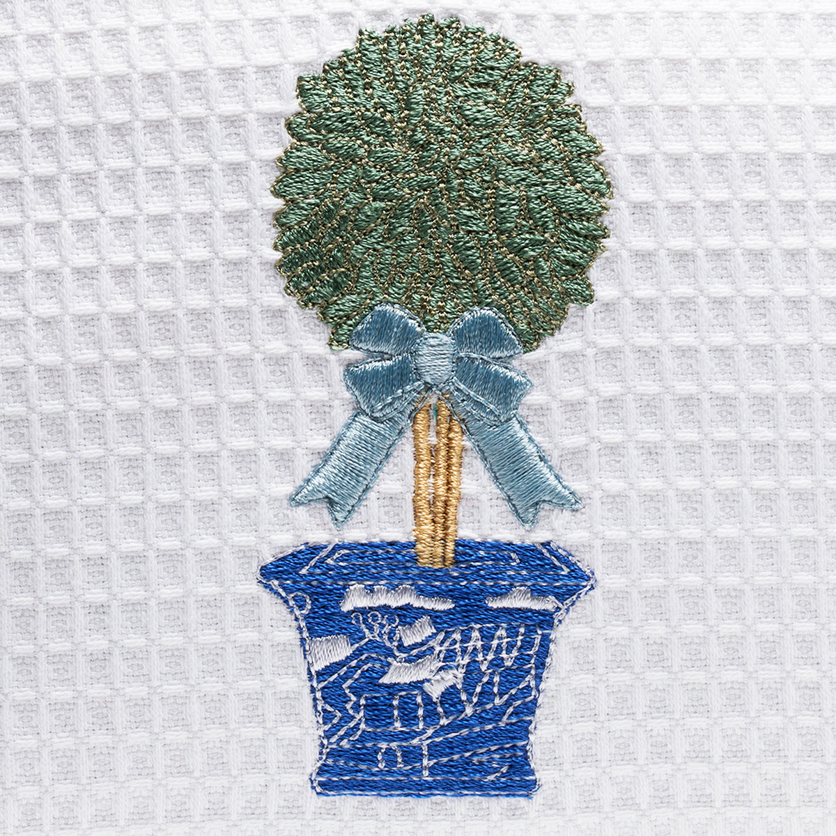 Shower Cap, Waffle Weave, Boxwood Topiary