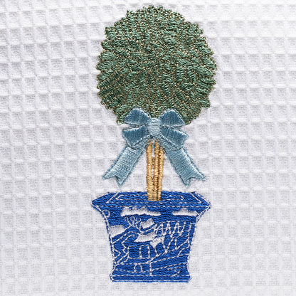 Shower Cap, Waffle Weave, Boxwood Topiary