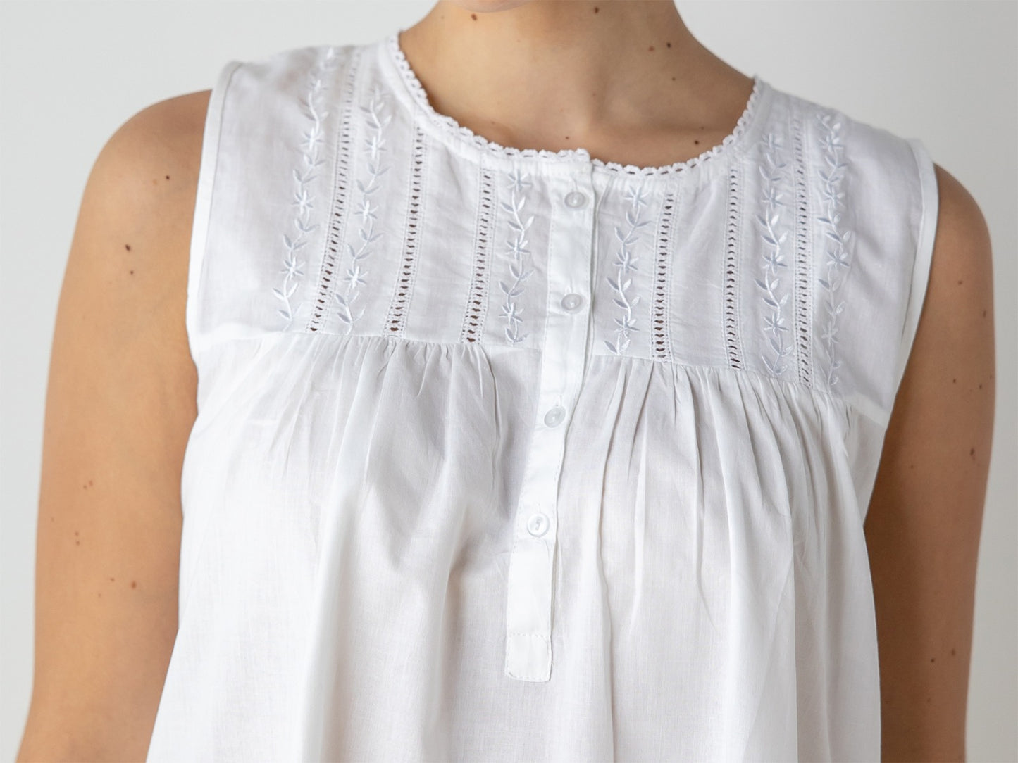 Camille White Cotton Nightgown