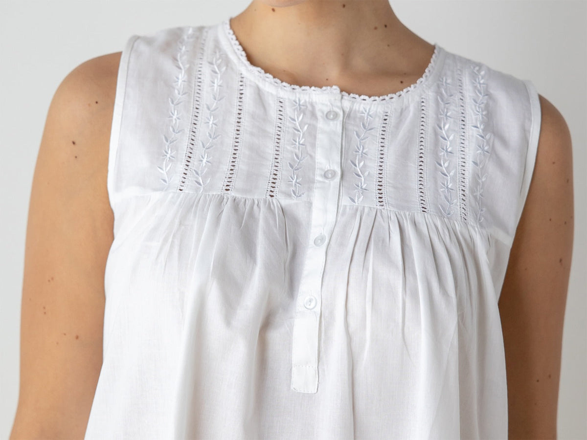 Camille White Cotton Nightgown