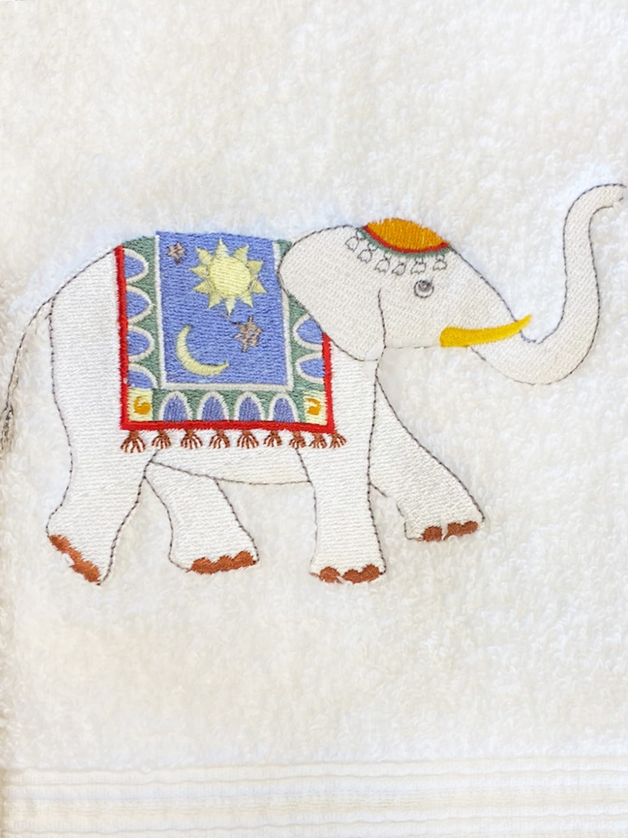 Guest Towel, Terry, Charming Elephant (Blue)