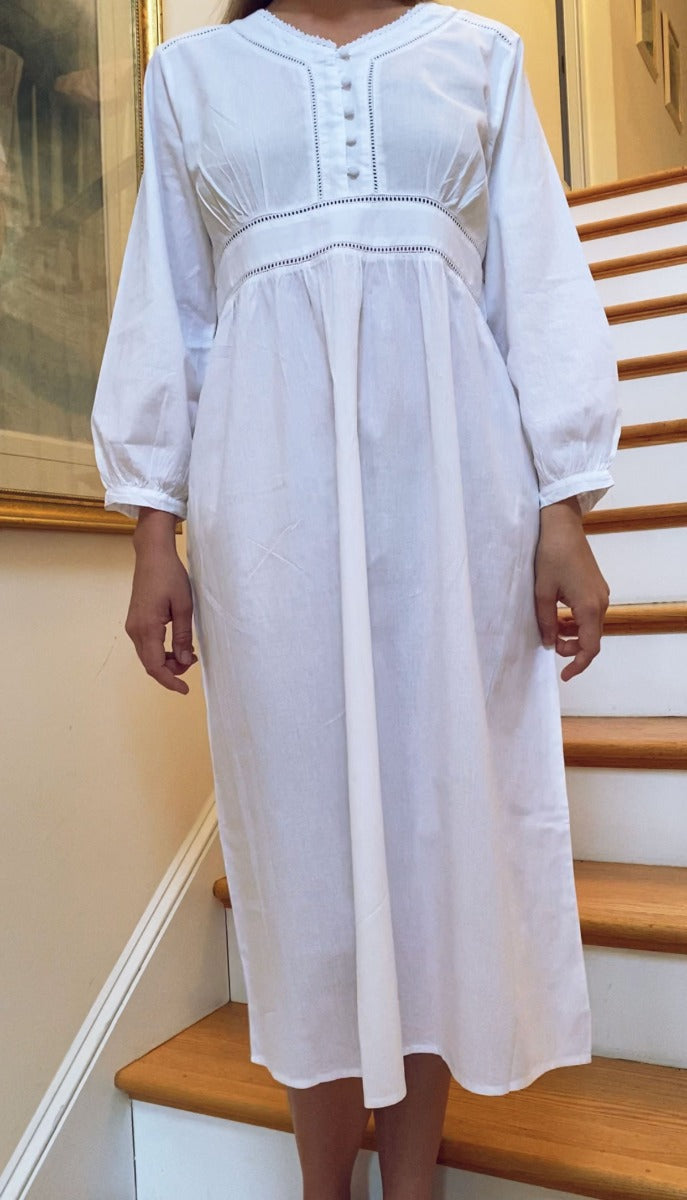 Claire White Cotton Nightgown