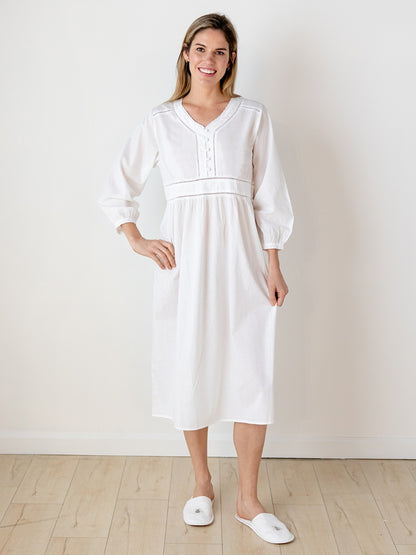 Claire White Cotton Nightgown