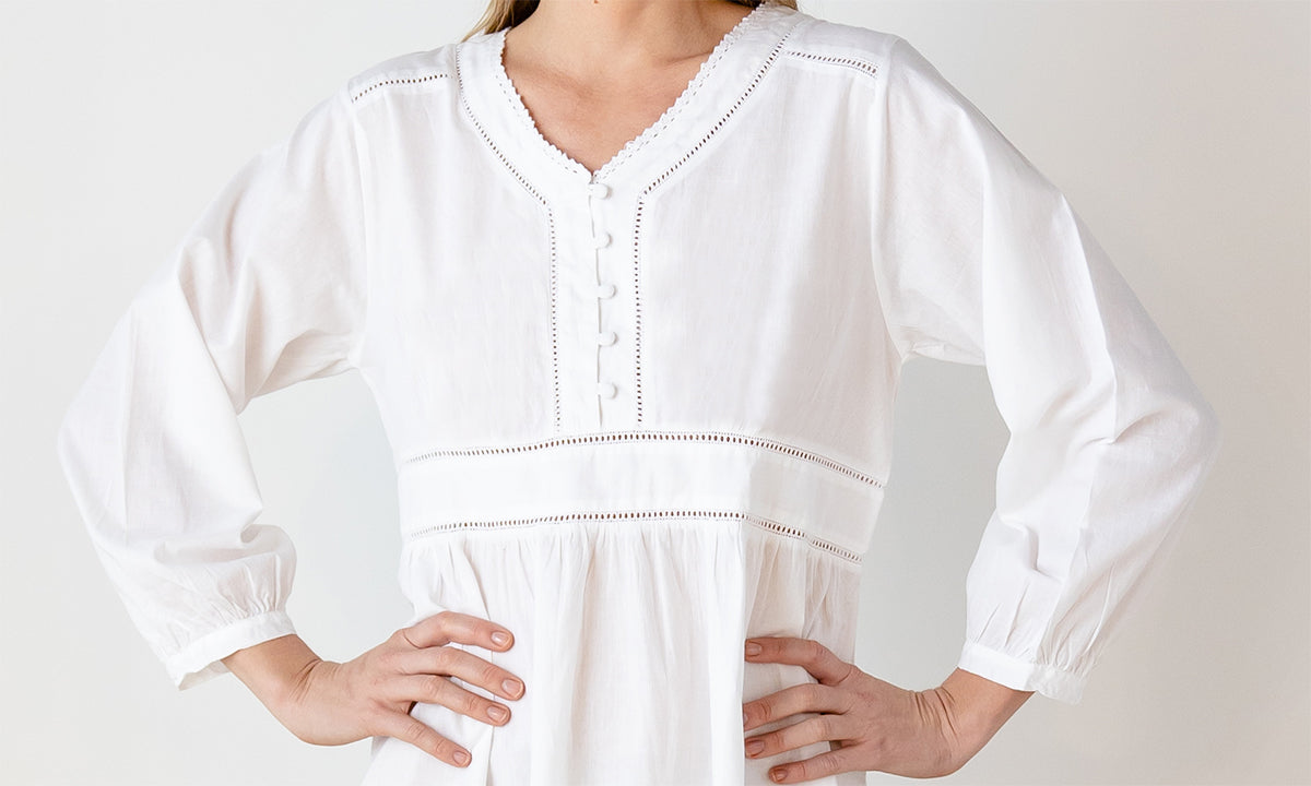 Claire White Cotton Nightgown