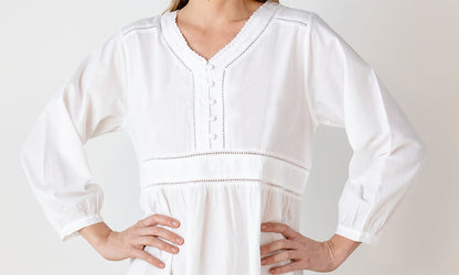 Claire White Cotton Nightgown