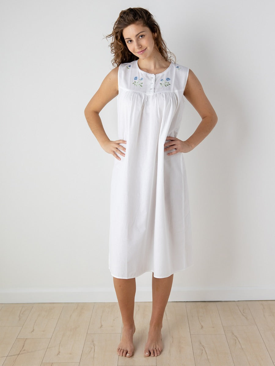 Clara White Cotton Nightgown