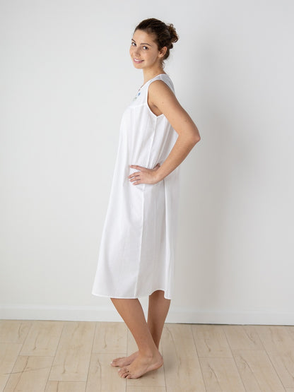 Clara White Cotton Nightgown