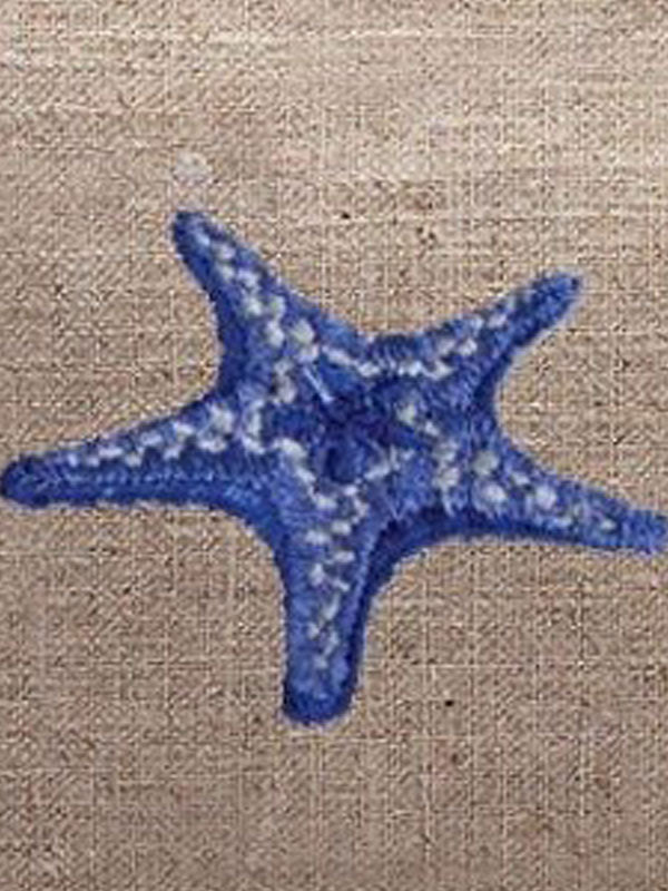 Cosmetic Bag, Natural Linen (Medium), Morning Starfish (Blue)