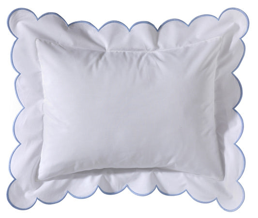 Boudoir Pillow Cover with Scalloped Flange - Duck Egg Blue