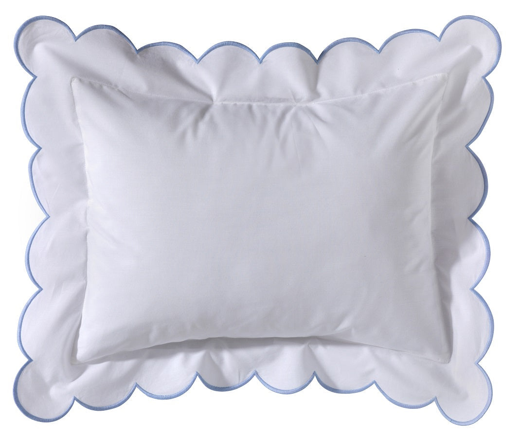 Boudoir Pillow Cover with Scalloped Flange - Duck Egg Blue