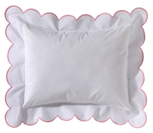 Boudoir Pillow Cover with Scalloped Flange - Pink