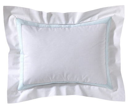 Boudoir Pillow Cover with Hem Stitch & Percale Trim - Aqua