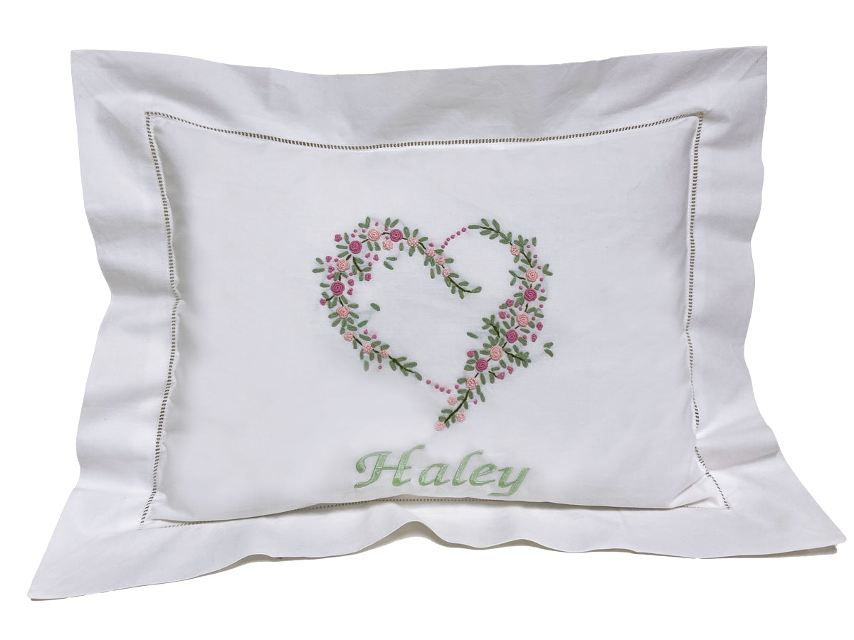 Boudoir Pillow Cover, Garden Heart (Pink/Green)