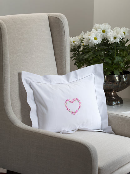 Boudoir Pillow Cover, Rosebuds Heart (Pink)