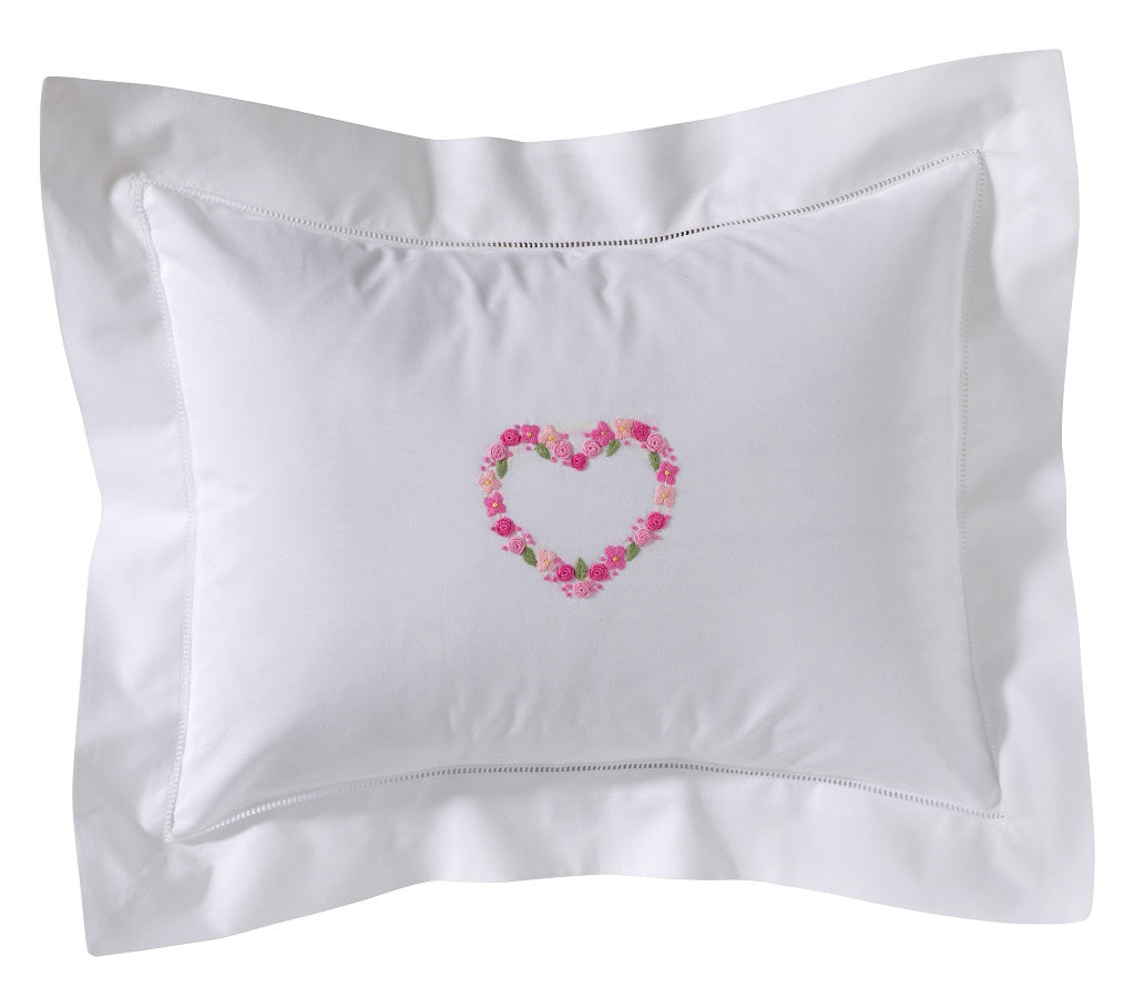 Boudoir Pillow Cover, Rosebuds Heart (Pink)