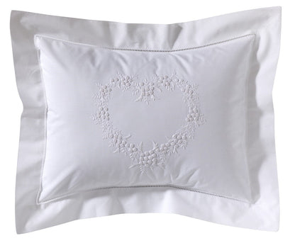 Boudoir Pillow Cover, Embroidered with Hem Stitch