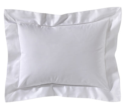 Jacaranda Living Embroidered Boudoir Pillow Cover – Italian Cotton, Handcrafted Embroidery, 12x16 Inch, White Heart Design