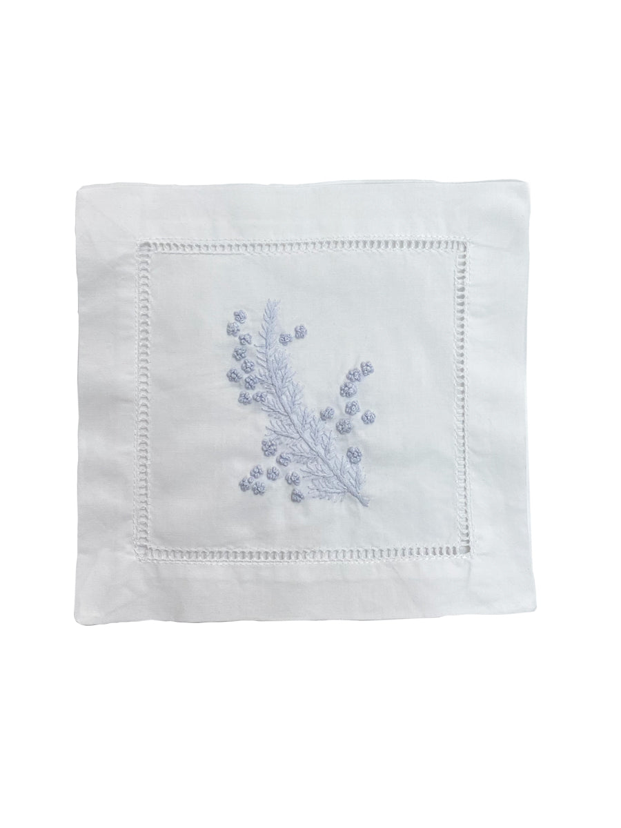 Cocktail Napkins, Fern (Misty White). Set of 4