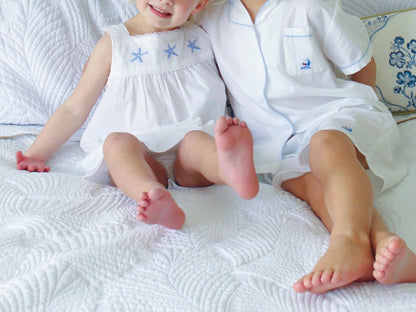 Starfish (Girls) White Cotton Dress, Embroidered
