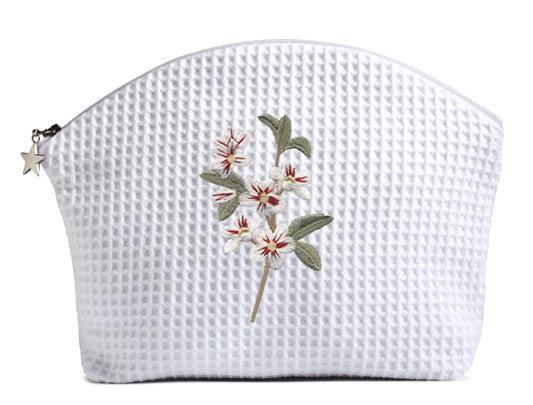 Cosmetic Bag (Medium), Apple Blossom (White)