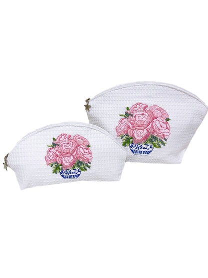 Cosmetic Bag (Medium), Pot of Peonies (Pink)