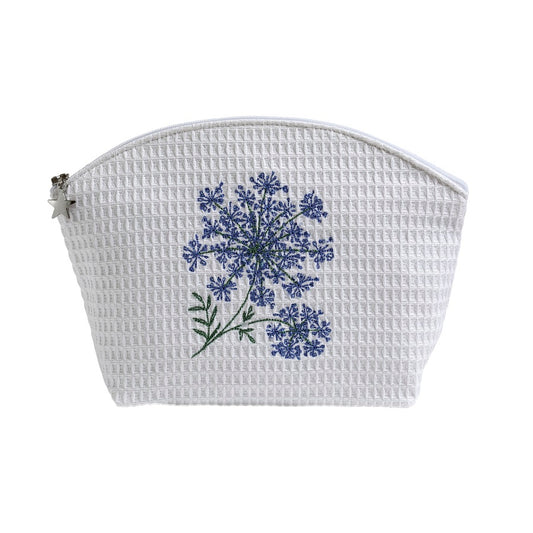 Cosmetic Bag (Medium), Queen Anne's Lace (Blue)