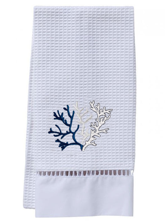 Guest Towel, Waffle Weave, Coral (Navy)