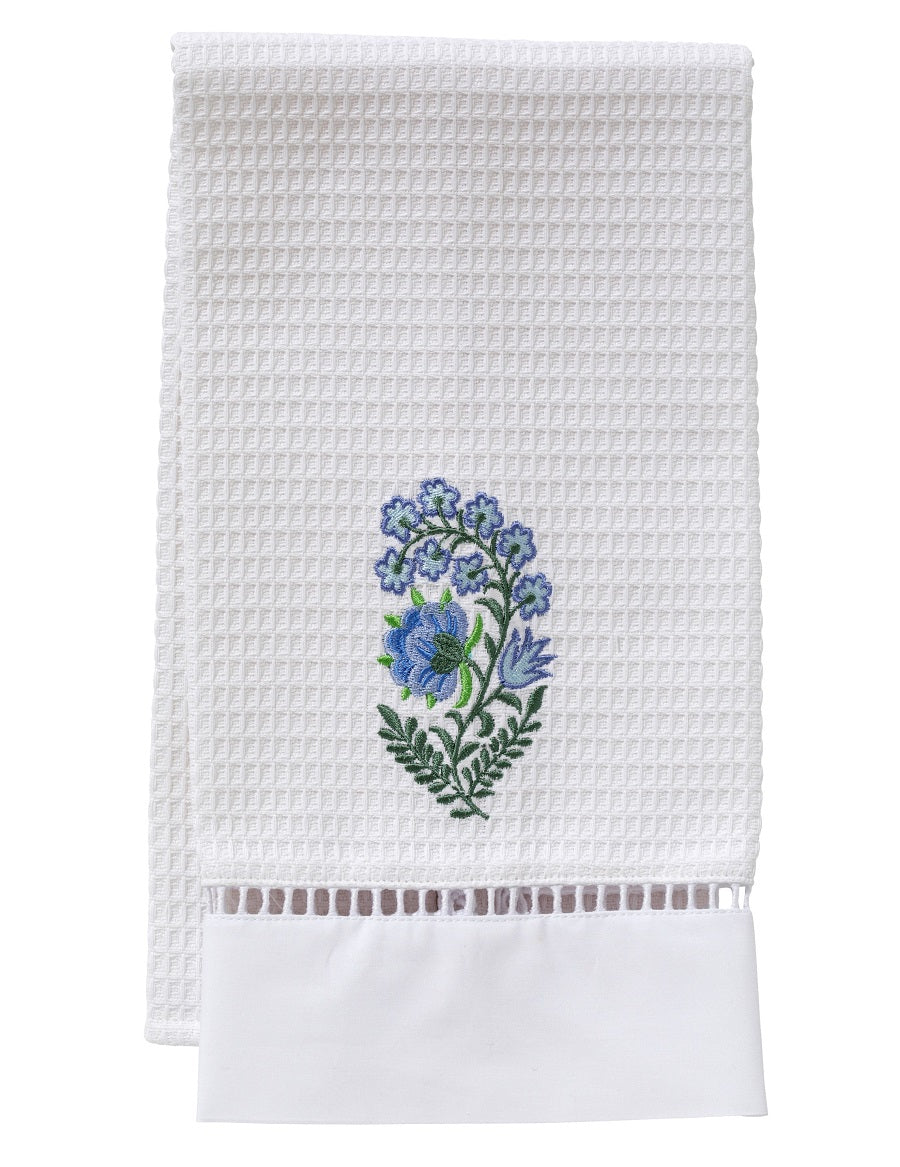 Guest Towel, Waffle Weave, Fleur (Blue)