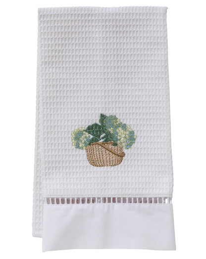Guest Towel, Waffle Weave, Hydrangea Basket (Cream/Blue)