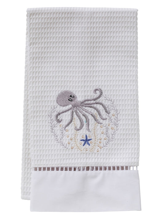 Guest Towel, Waffle Weave, Octopus (Pewter)