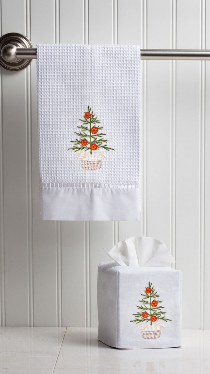 Guest Towel, Waffle Weave, Oranges for Christmas
