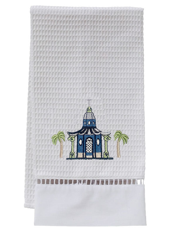 Guest Towel, Waffle Weave, Pagoda & Palm Trees