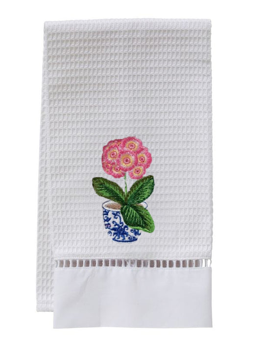 Guest Towel, Waffle Weave, Potted Primrose (Pink)