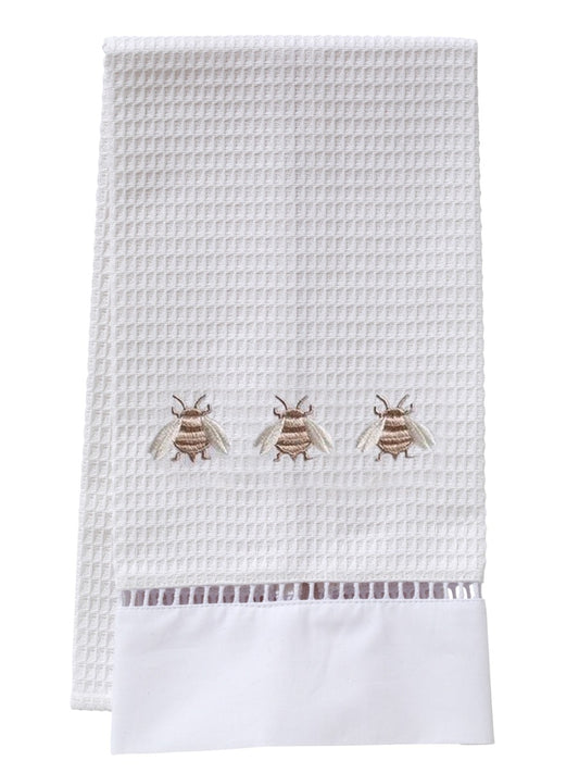 Guest Towel, Waffle Weave, Three Napoleon Bees (Beige)