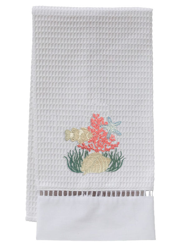 Guest Towel, Waffle Weave, Under the Sea (Coral)