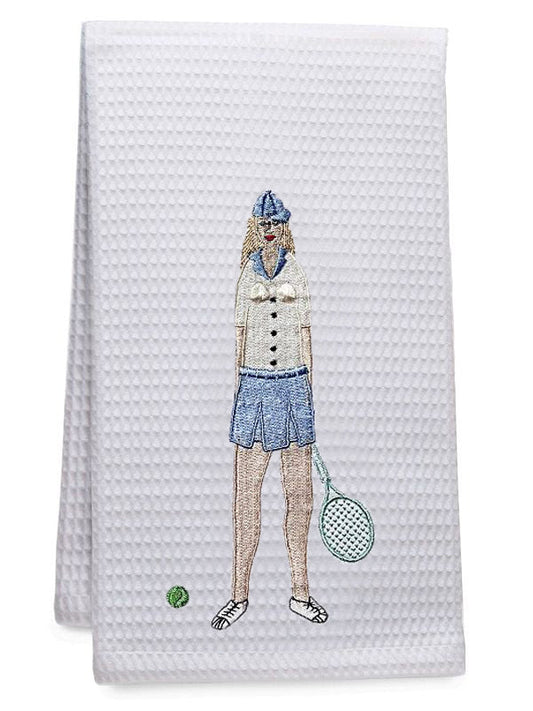Guest Towel, Waffle Weave, Tennis Lady (Blue)