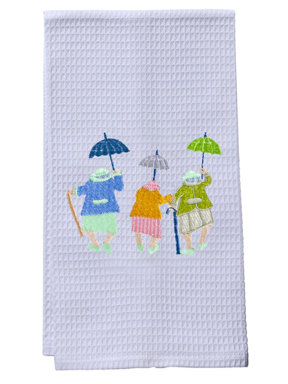 Guest Towel, Waffle Weave, Three Umbrella Ladies