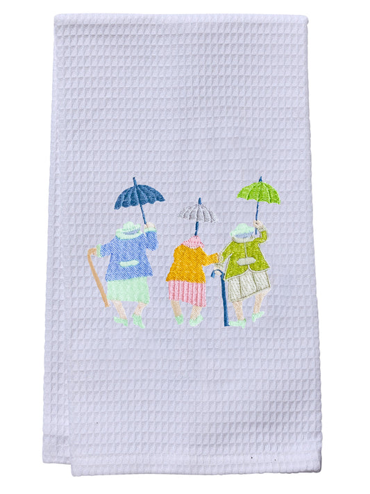 Guest Towel, Waffle Weave, Three Umbrella Ladies